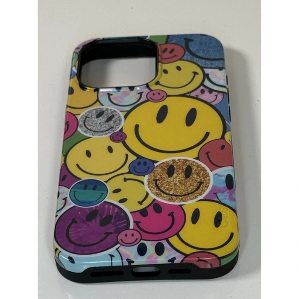 Casely iPhone 13 Pro Case Happy Face Print MagSafe Compatible Multi Color 81-13‎